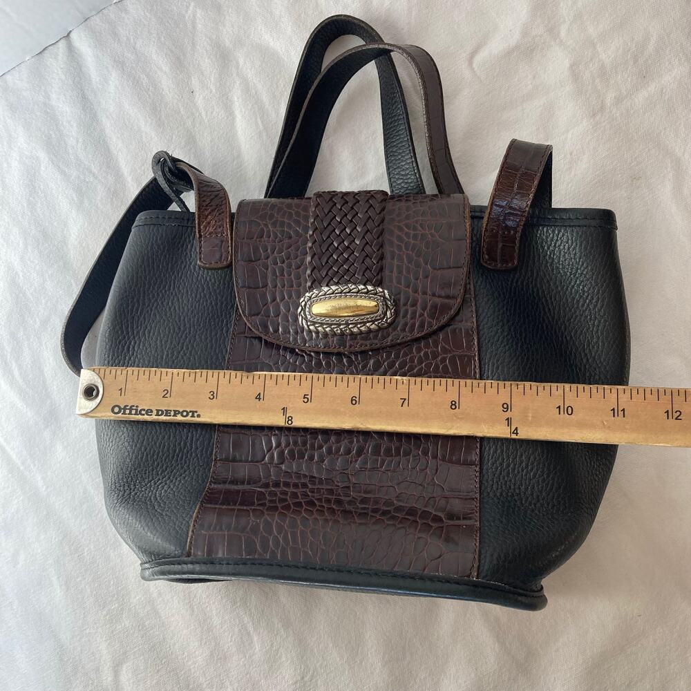 Vintage Brighton Black Brown Croc Embossed Leather Shoulder Bag - Picture 10 of 12